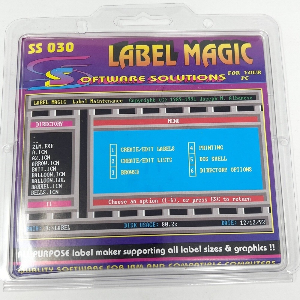 Vintage Label Magic Software Solutions PC 5.25 Floppy Disk SS 030 New Sealed